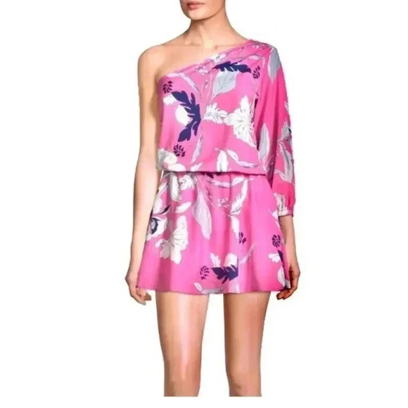 Yumi Kim One Shoulder Pink Floral Mini Dress NWT M - Picture 4 of 11